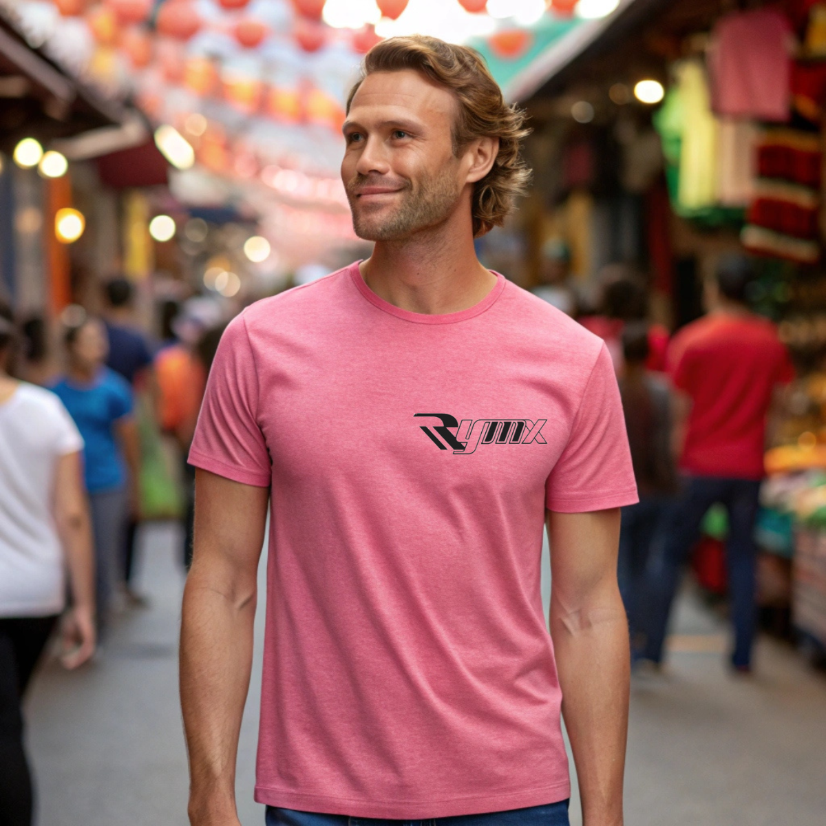 RYMX Men T-Shirt – 100% Cotton, Short Sleeve, Casual Slim Fit, Breathable