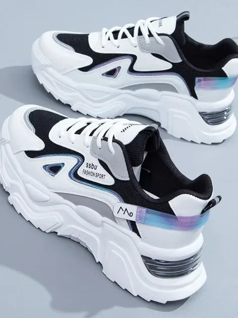 Women's Chunky Platform Sneakers Casual Trainers Breathable Flat Shoes