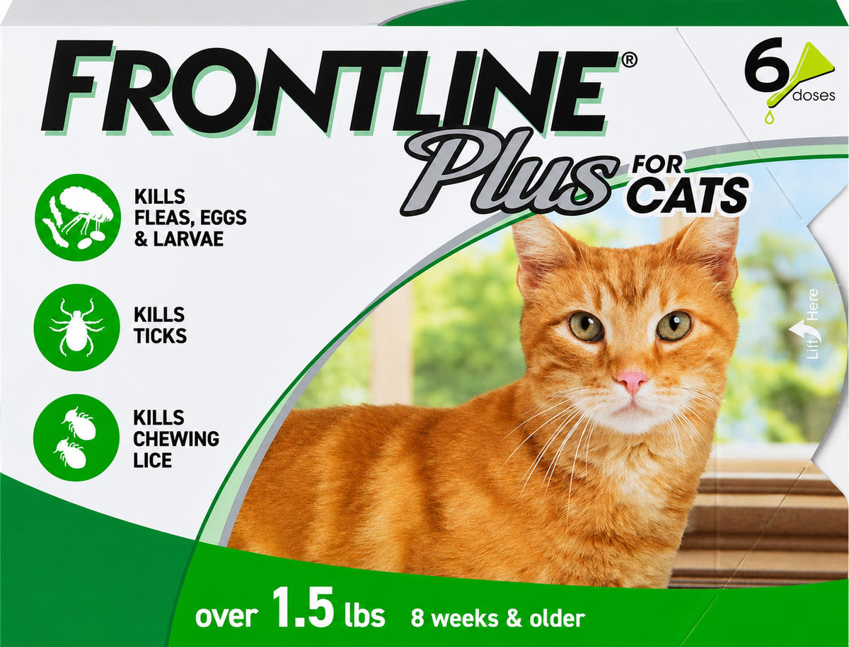 FRONTLINE Plus for Cats – Flea & Tick Treatment, 6 Treatments, Cats Over 1.5 lbs.
