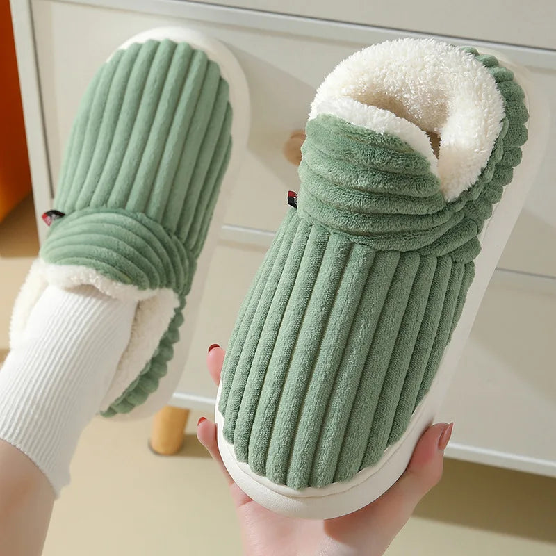 Women's Fur Plush Slippers | Men's Winter Furry Fashion Cozy Warm Ankle Plush Slides | Soft Sole Indoor Cotton Shoes