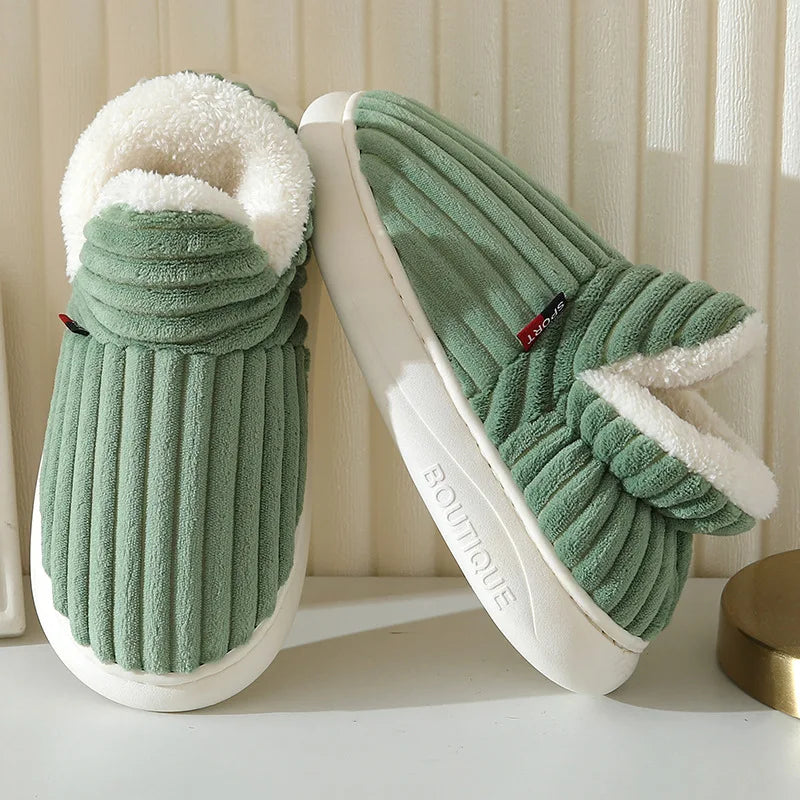 Women's Fur Plush Slippers | Men's Winter Furry Fashion Cozy Warm Ankle Plush Slides | Soft Sole Indoor Cotton Shoes