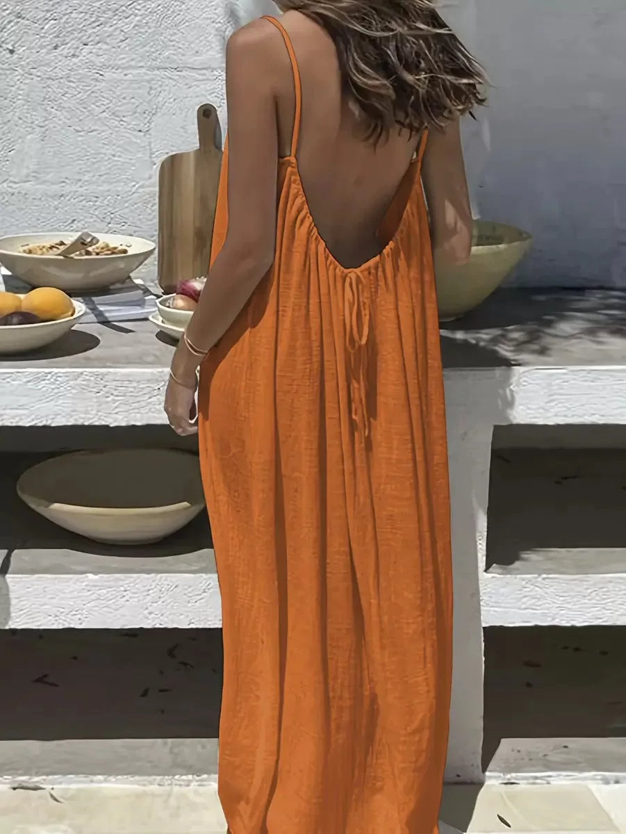 BreezeMuse™ Backless Maxi 🌸 — Adjustable Fit, Summer Flow