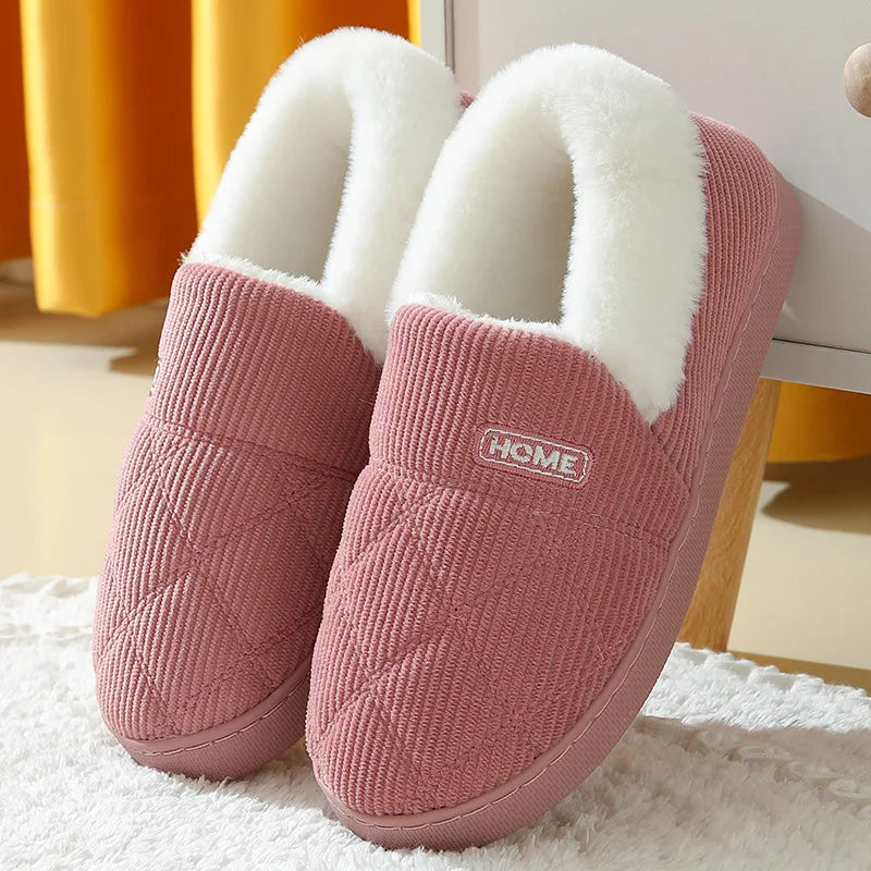 Women's Fur Plush Slippers | Men's Winter Furry Fashion Cozy Warm Ankle Plush Slides | Soft Sole Indoor Cotton Shoes