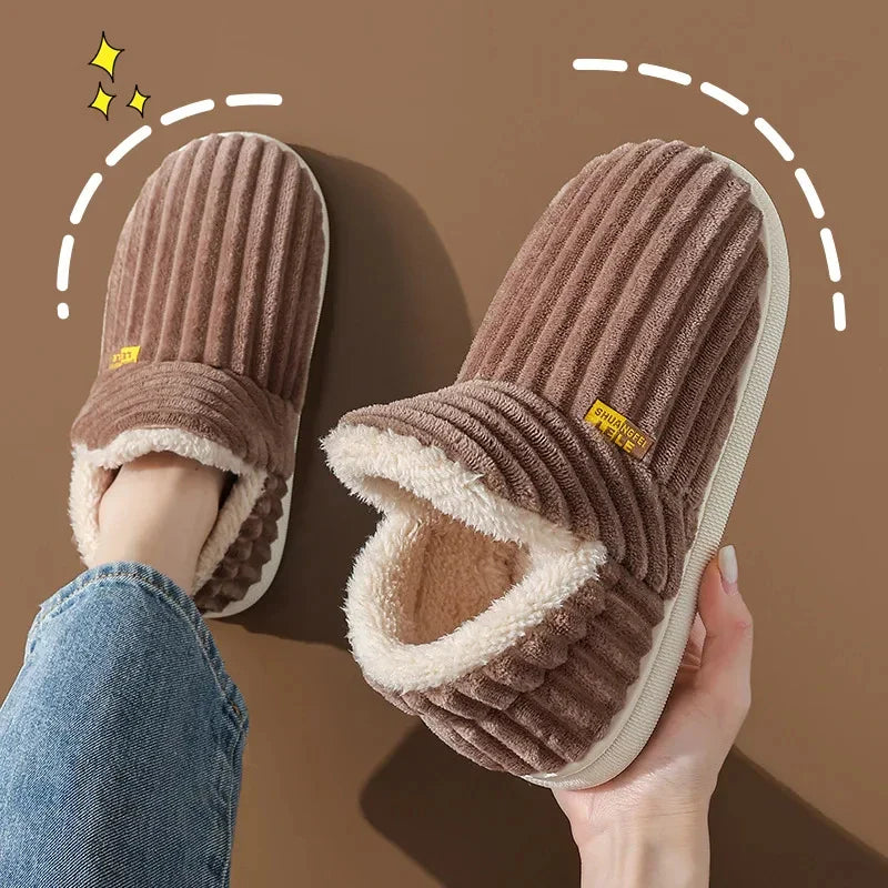 Women's Fur Plush Slippers | Men's Winter Furry Fashion Cozy Warm Ankle Plush Slides | Soft Sole Indoor Cotton Shoes