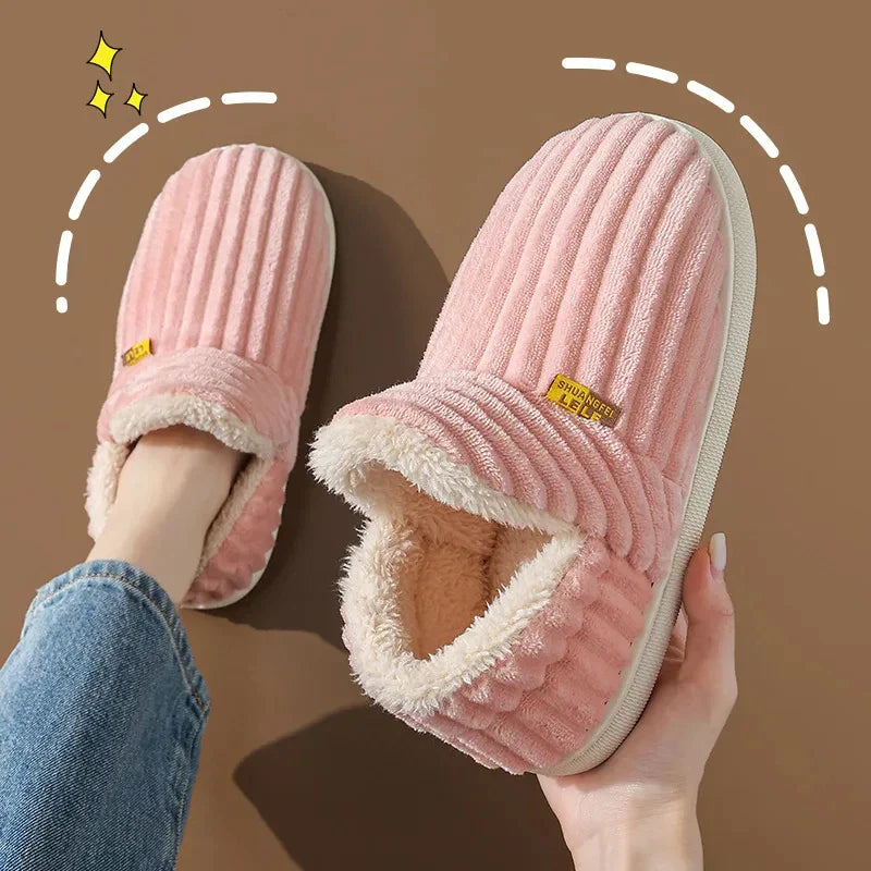 Women's Fur Plush Slippers | Men's Winter Furry Fashion Cozy Warm Ankle Plush Slides | Soft Sole Indoor Cotton Shoes