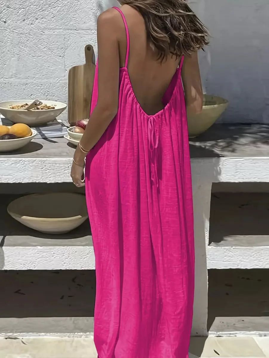 BreezeMuse™ Backless Maxi 🌸 — Adjustable Fit, Summer Flow