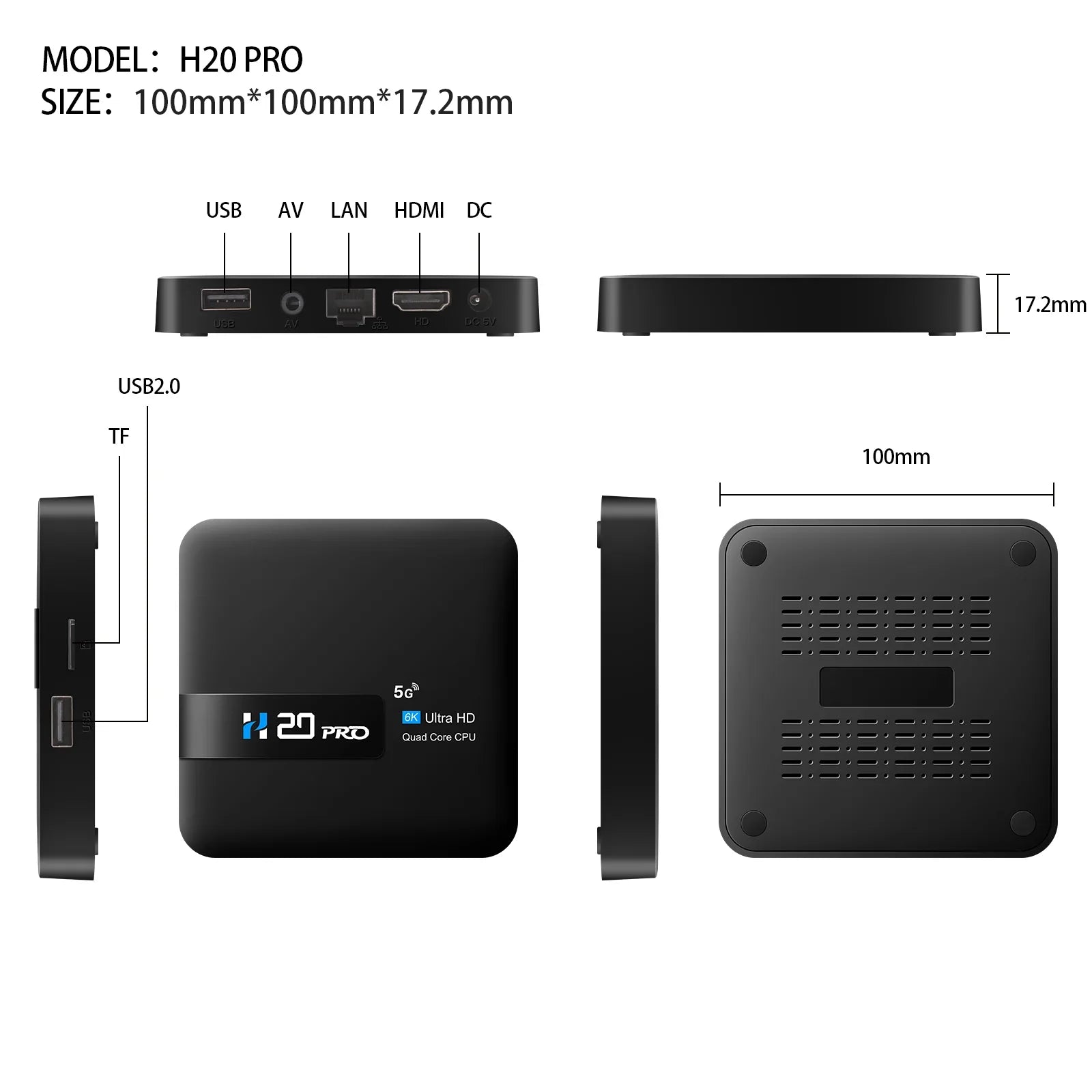 HONGTOP H20PRO Smart TV Box WiFi6 Android 10 6K 4K 3D Media Player TV Box Android 2.4G&5G WIFI Very Fast 1080P Set Top Box
