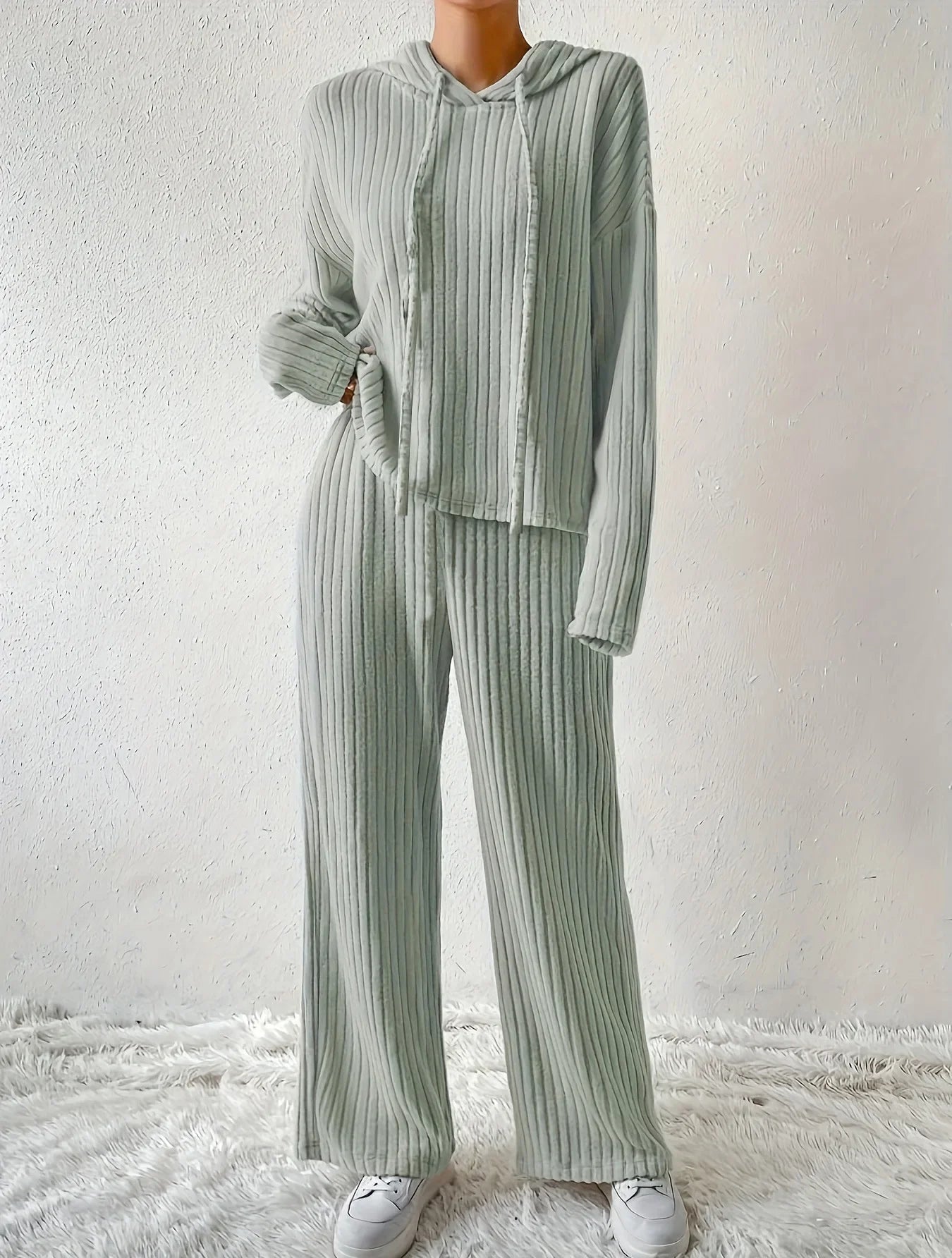 Solid Color 2 Piece Sets Women Outfit Hooded Top And High Waist Long Pant Sets Fashion Slim Ladies Suits 2023 Autumn Winter New