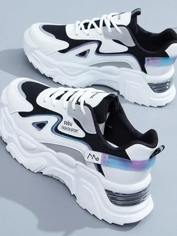 Women's Chunky Platform Sneakers Casual Trainers Breathable Flat Shoes