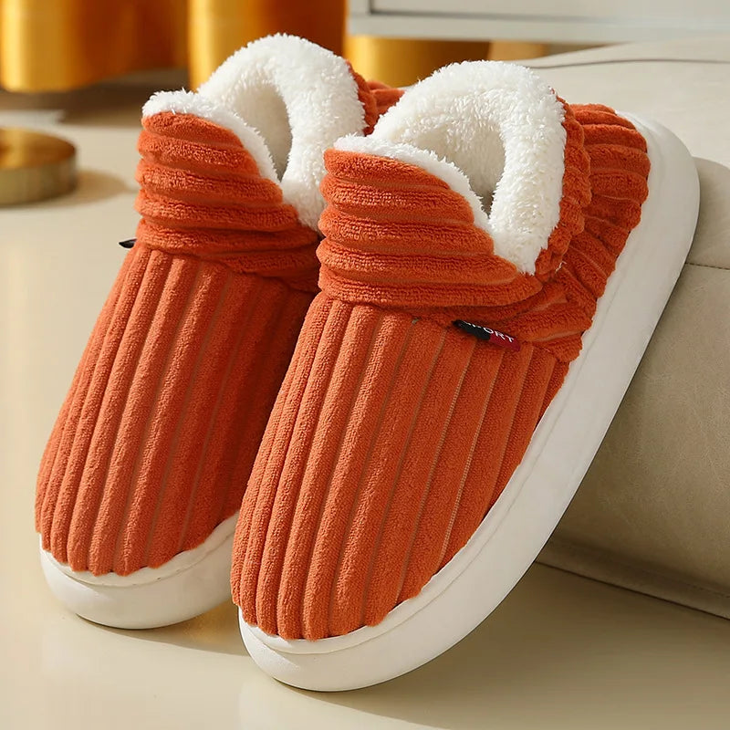 Women's Fur Plush Slippers | Men's Winter Furry Fashion Cozy Warm Ankle Plush Slides | Soft Sole Indoor Cotton Shoes