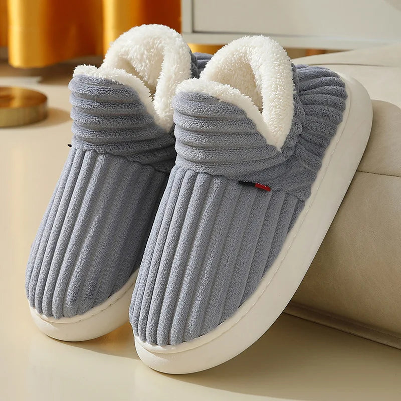 Women's Fur Plush Slippers | Men's Winter Furry Fashion Cozy Warm Ankle Plush Slides | Soft Sole Indoor Cotton Shoes