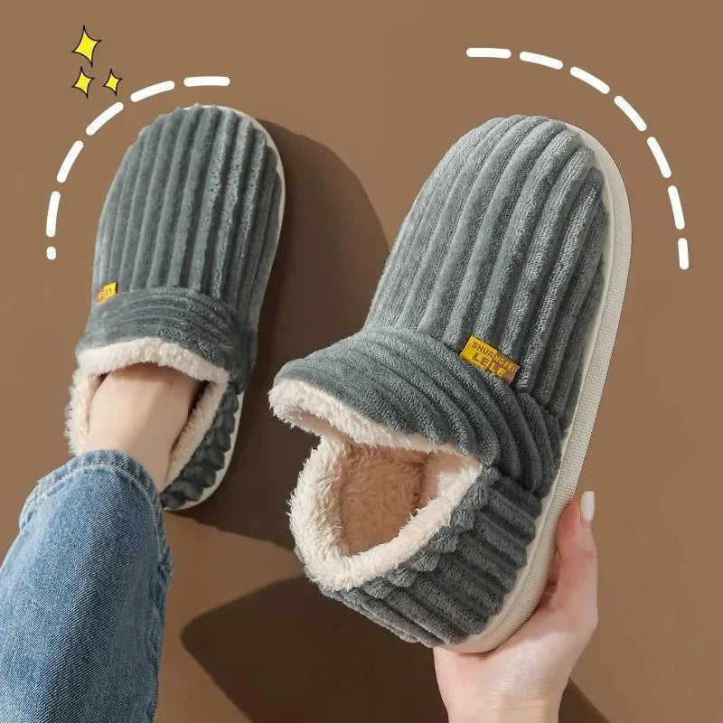 Women's Fur Plush Slippers | Men's Winter Furry Fashion Cozy Warm Ankle Plush Slides | Soft Sole Indoor Cotton Shoes