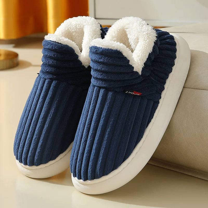 Women's Fur Plush Slippers | Men's Winter Furry Fashion Cozy Warm Ankle Plush Slides | Soft Sole Indoor Cotton Shoes