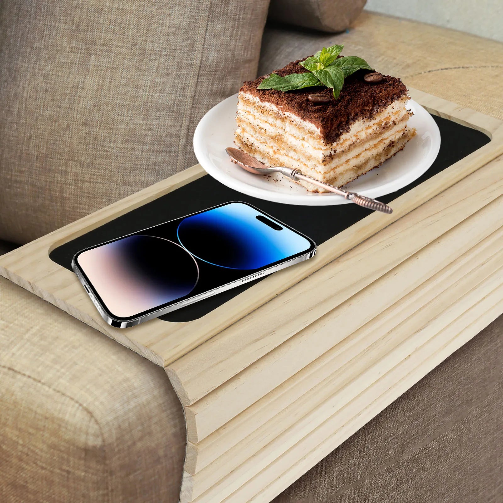 SipEase™ Wooden Couch Cup Holder – Spill-Free Relaxation