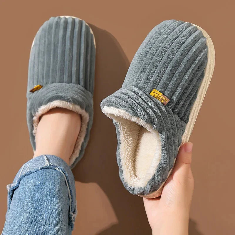 Women's Fur Plush Slippers | Men's Winter Furry Fashion Cozy Warm Ankle Plush Slides | Soft Sole Indoor Cotton Shoes