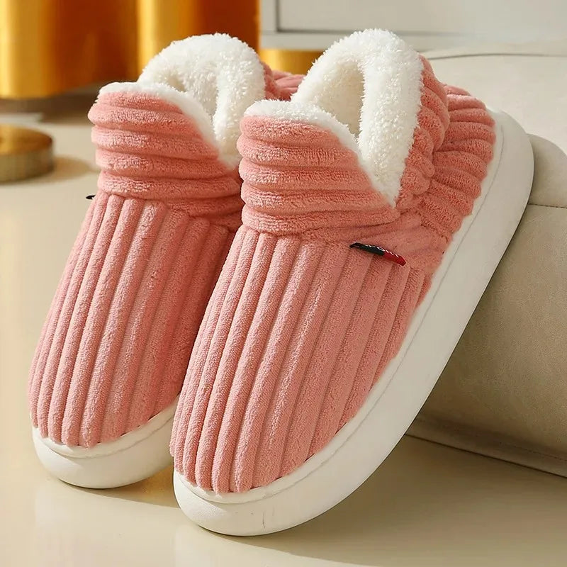 Women's Fur Plush Slippers | Men's Winter Furry Fashion Cozy Warm Ankle Plush Slides | Soft Sole Indoor Cotton Shoes