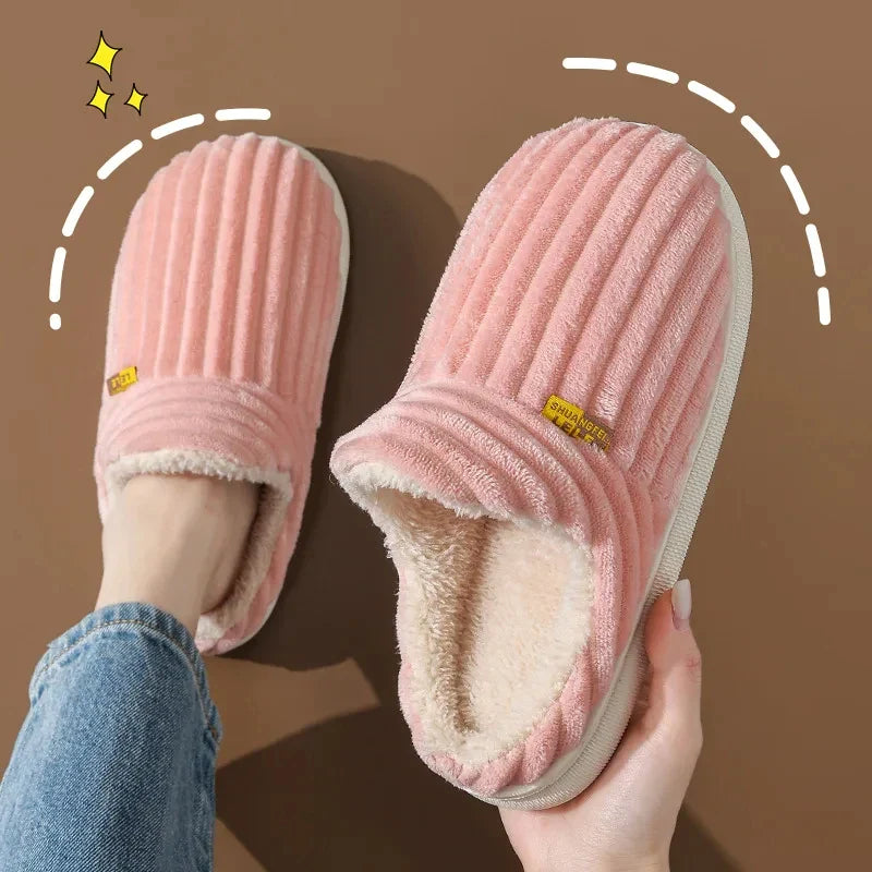 Women's Fur Plush Slippers | Men's Winter Furry Fashion Cozy Warm Ankle Plush Slides | Soft Sole Indoor Cotton Shoes