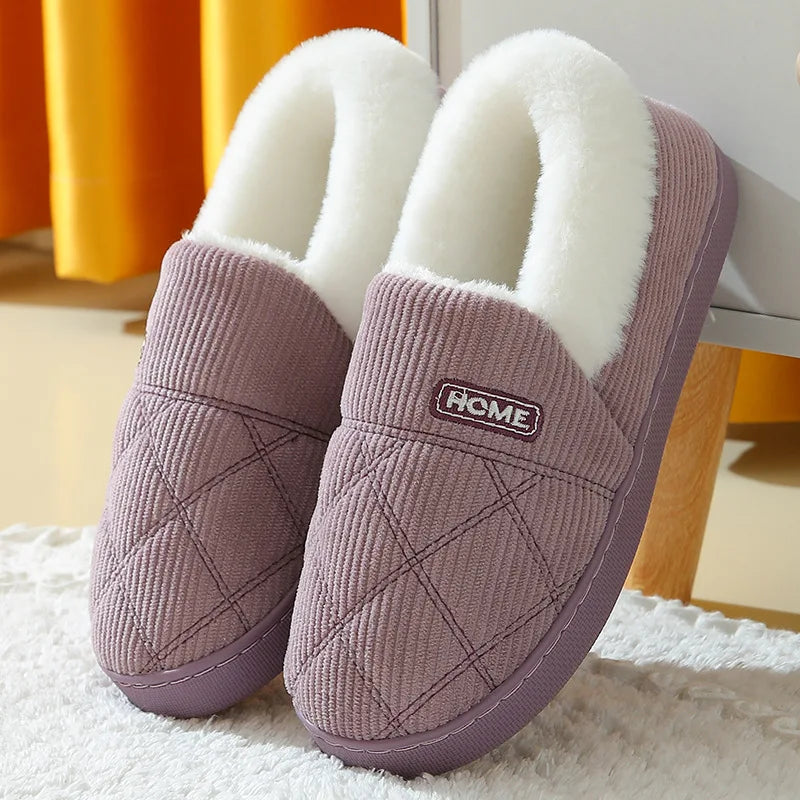 Women's Fur Plush Slippers | Men's Winter Furry Fashion Cozy Warm Ankle Plush Slides | Soft Sole Indoor Cotton Shoes