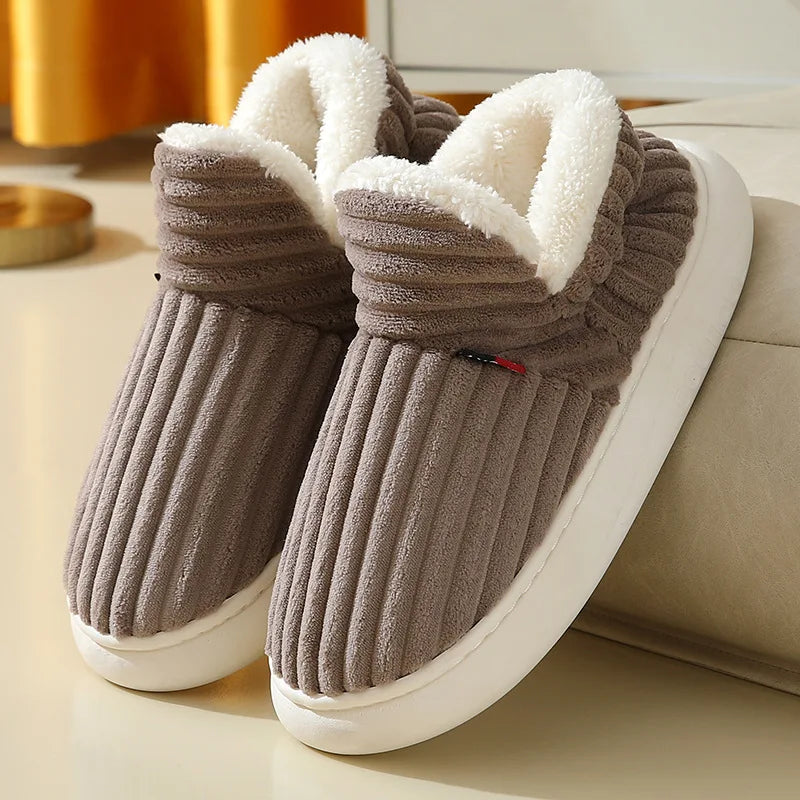 Women's Fur Plush Slippers | Men's Winter Furry Fashion Cozy Warm Ankle Plush Slides | Soft Sole Indoor Cotton Shoes