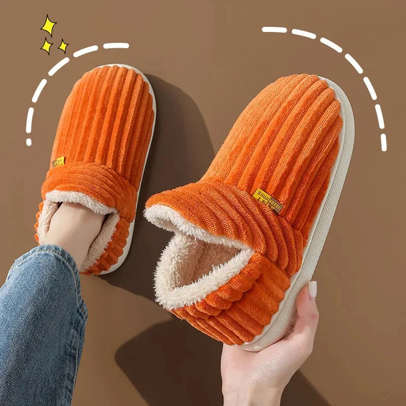 Women's Fur Plush Slippers | Men's Winter Furry Fashion Cozy Warm Ankle Plush Slides | Soft Sole Indoor Cotton Shoes