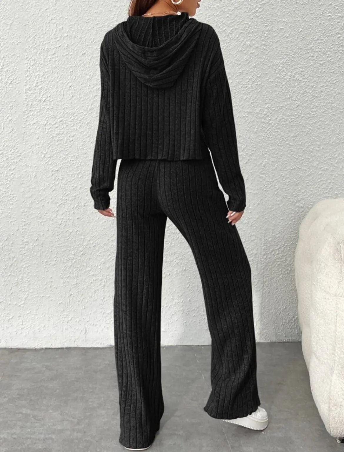 Solid Color 2 Piece Sets Women Outfit Hooded Top And High Waist Long Pant Sets Fashion Slim Ladies Suits 2023 Autumn Winter New