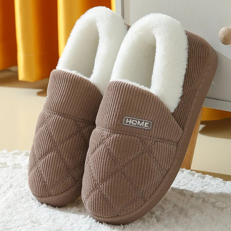 Women's Fur Plush Slippers | Men's Winter Furry Fashion Cozy Warm Ankle Plush Slides | Soft Sole Indoor Cotton Shoes