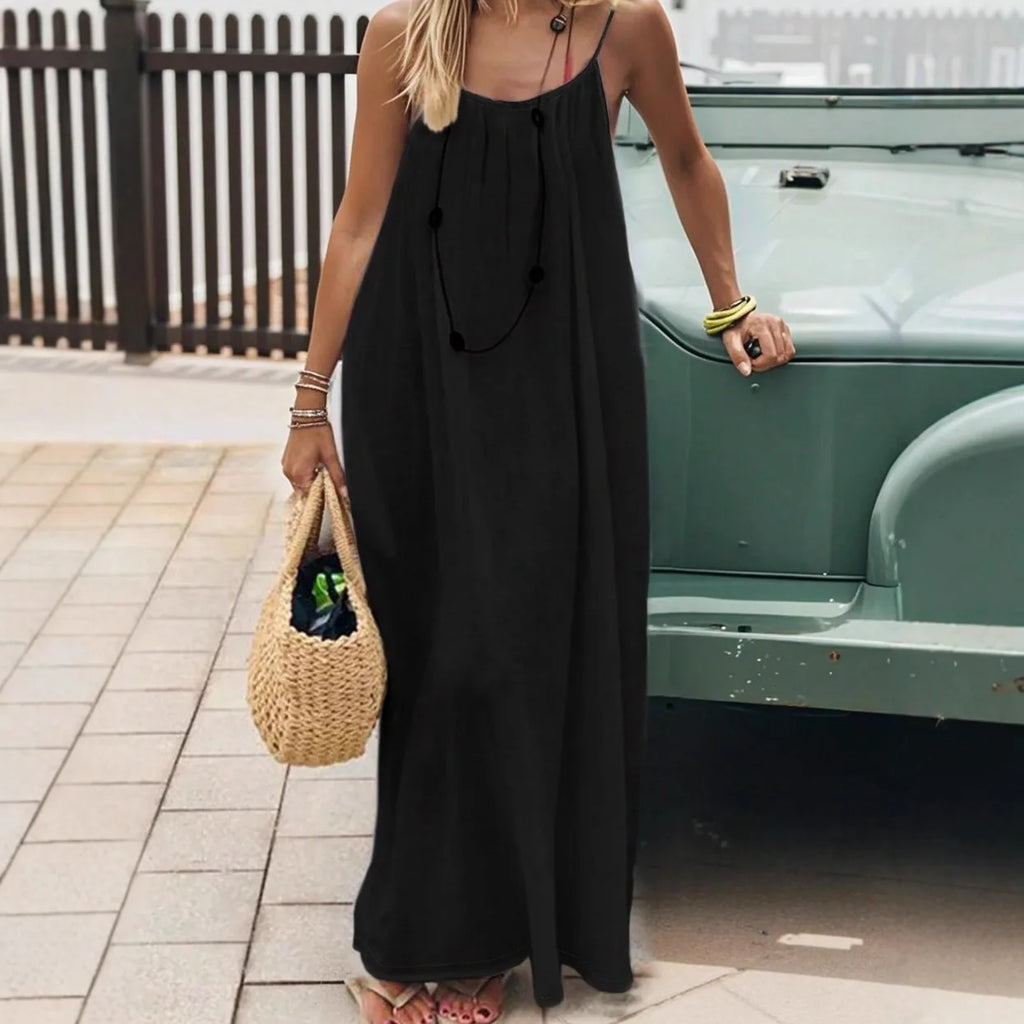 BreezeMuse™ Backless Maxi 🌸 — Adjustable Fit, Summer Flow