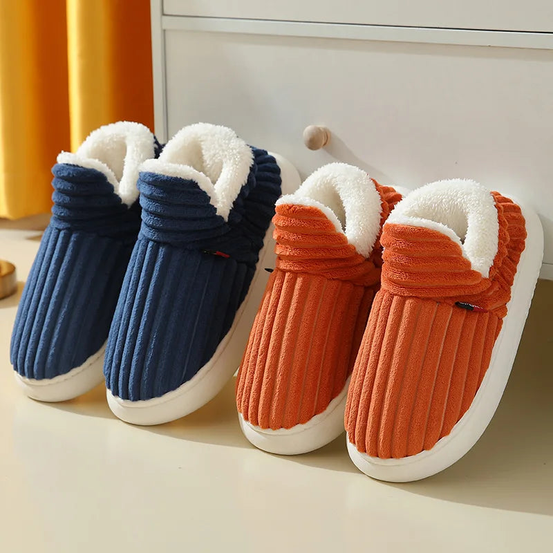 Women's Fur Plush Slippers | Men's Winter Furry Fashion Cozy Warm Ankle Plush Slides | Soft Sole Indoor Cotton Shoes