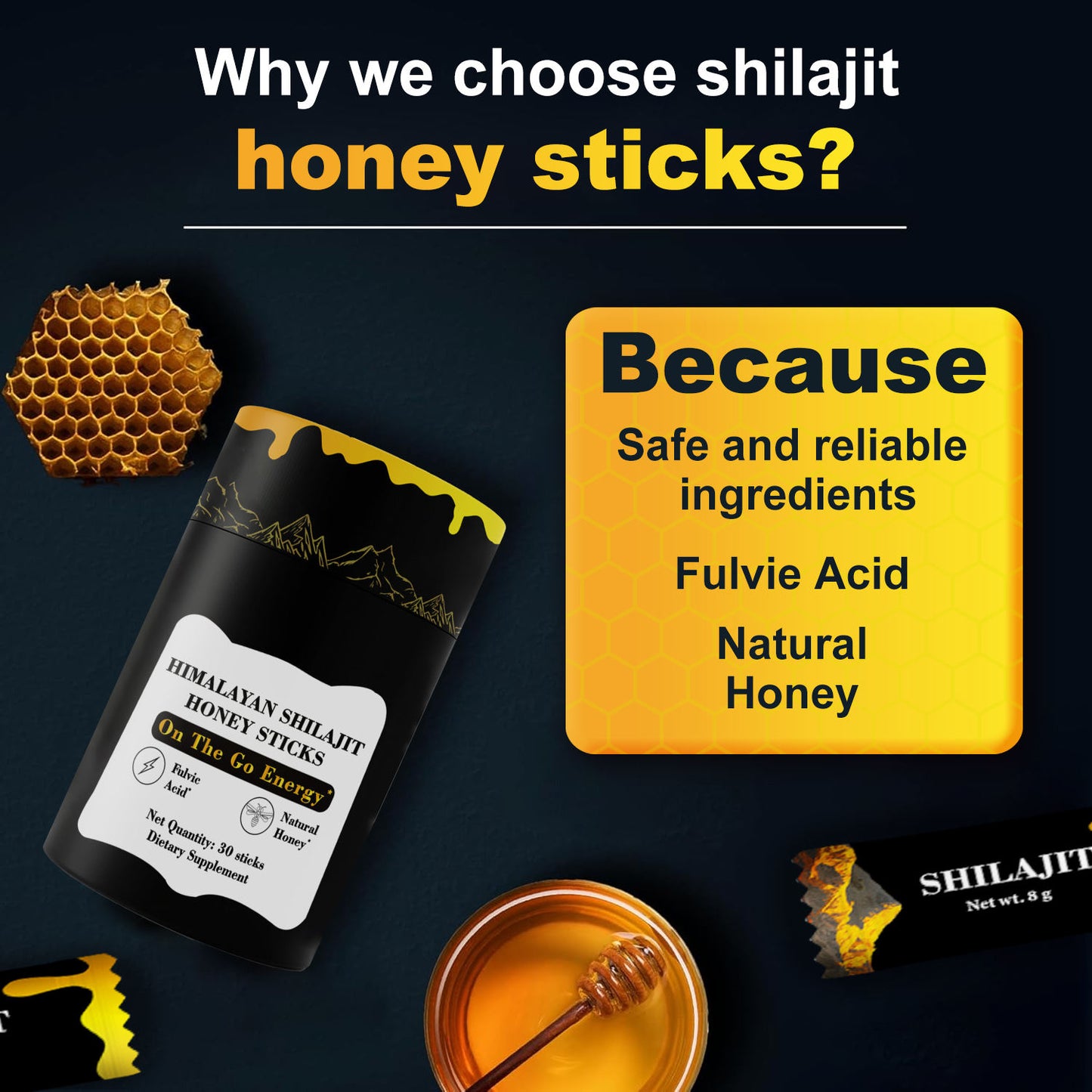 Himalyan Shilajit GOLD Honey Sticks