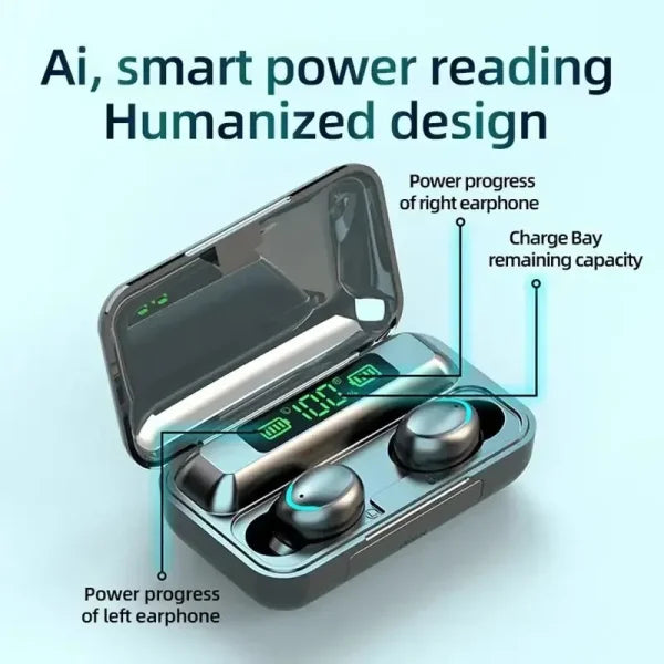 F9 Wireless Bluetooth Headphones with TWS Waterproof Earbuds and Case